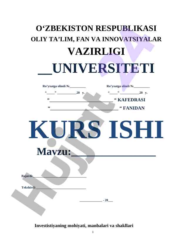 Investitsiyaning Mohiyati Va Manbalari
