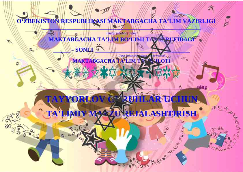 Maktabgacha ta'limda ta'limiy mavzu rejalashtirish