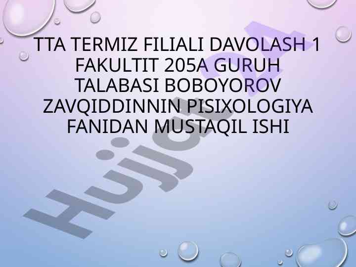 Psixologik tasir etish yoʻllari bo'yicha mustaqil ish