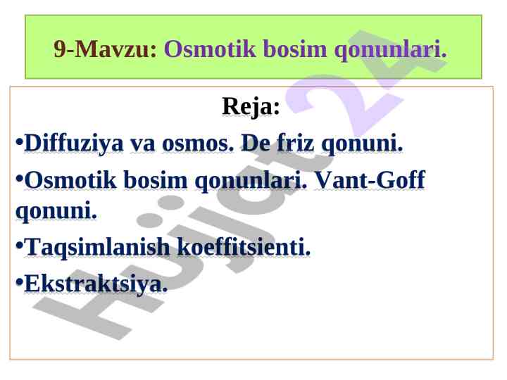Osmotik bosim qonunlari bilan tanishing