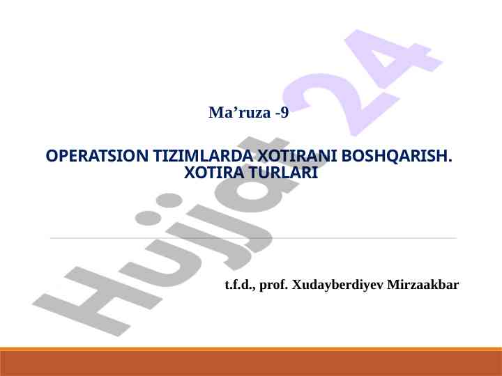 Operatsion tizimlarda xotirani boshqarish