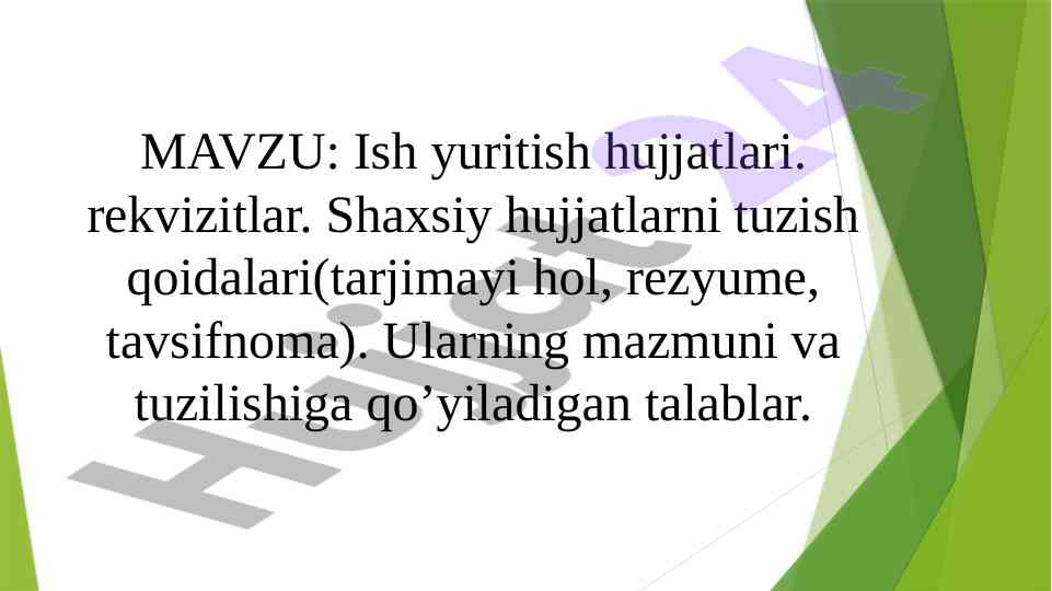 Ish yuritish hujjatlari va rekvizitlari