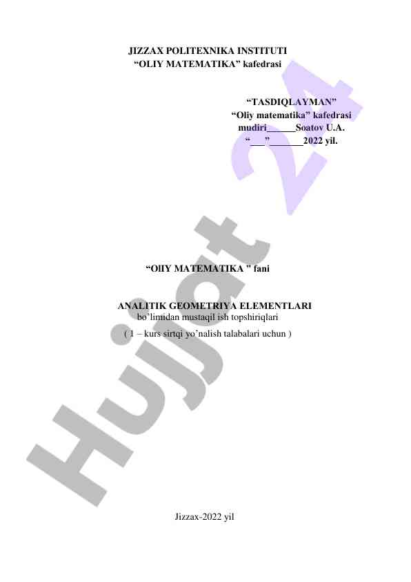 Oliy matematika fani analitik geometriya izlanishlari