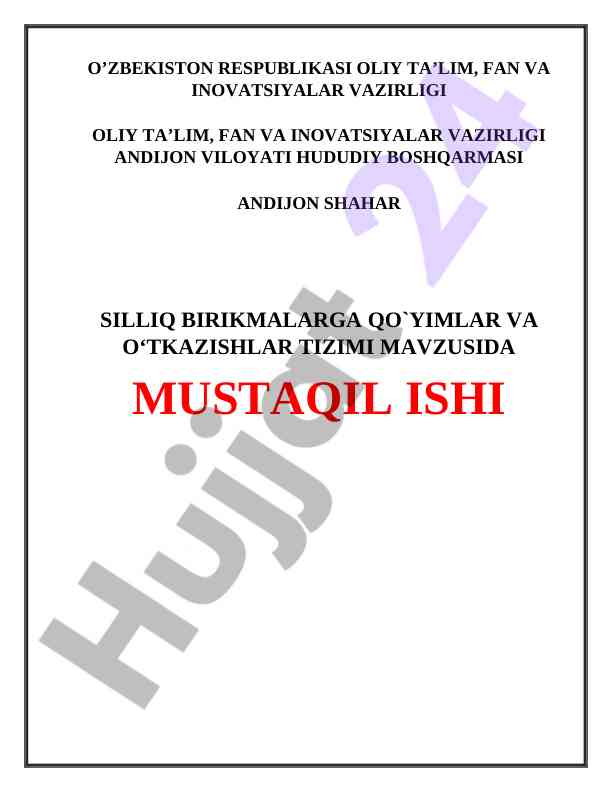 Silliq birikmalarga qo'yimlar va o'tkazishlar tizimi