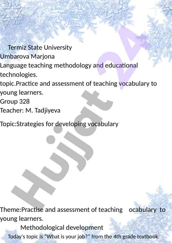 Vocabulary teaching strategies for young learners