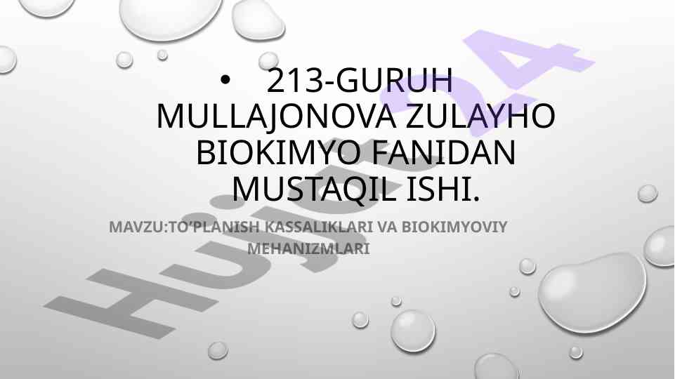 Glikogenni saqlash kasalliklari va biokimyoviy mexanizmlari