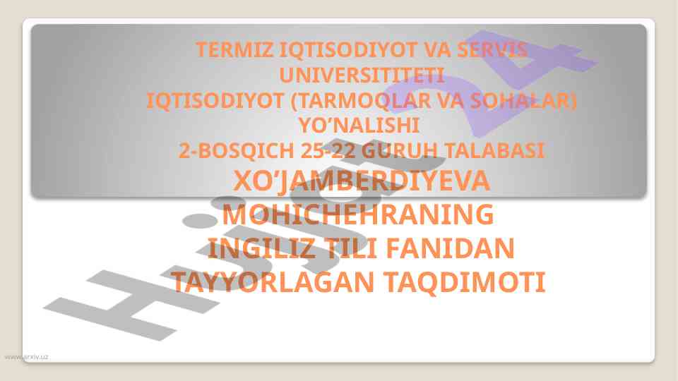 Balans hisoboti va moliya hisobotlari taqdimoti