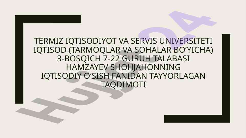 Solou modelining yaratilish asoslari taqdimoti