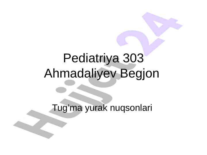 Tug'ma yurak nuqsonlari va ularning tasnifi