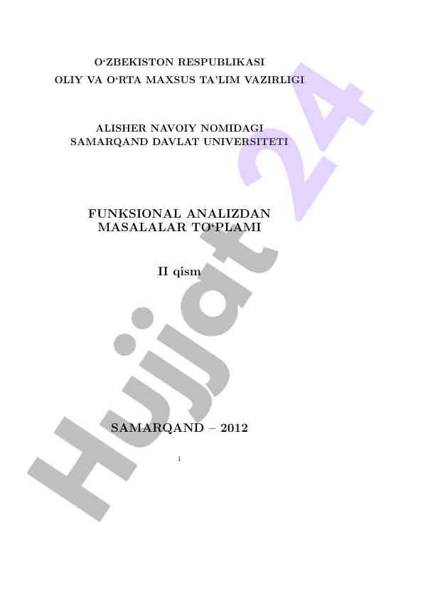 Funksional analizdan masalalar to‘plami ii qism