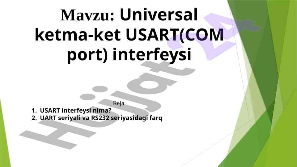 Universal ketma-ket usart interfeysi tahlili