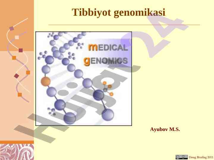 Tibbiyot genomikasi va bioinformatika asoslari
