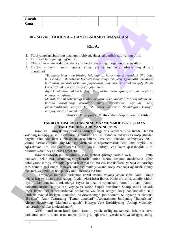 Tarbiyaning o‘rni: hayot-mamot masalalari