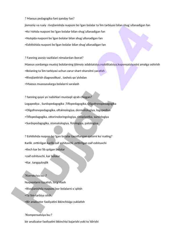 Maxsus pedagogika fanining asosiy vazifalari