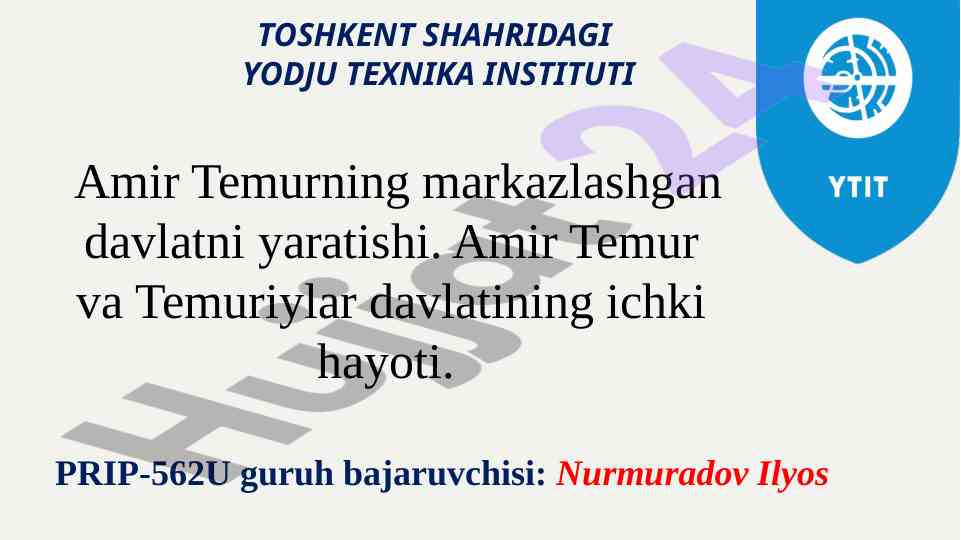 Amir temur va temuriylar davlati ichki hayoti