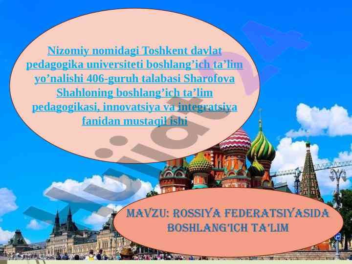 Rossiya ta'limi haqida mustaqil ish