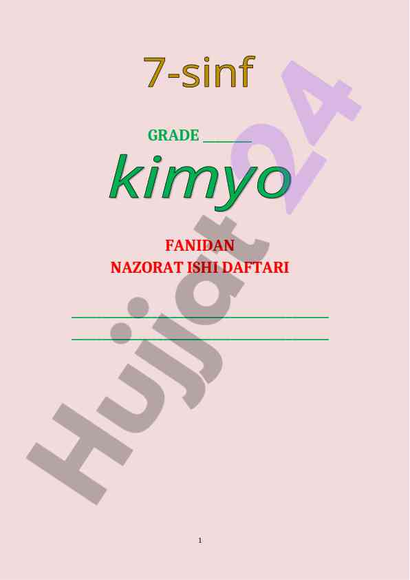 Kimyo fani nazorat ishlari qo‘llanmasi