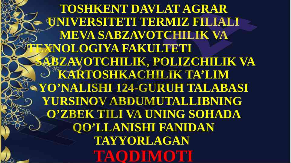 O'zbek tilining asosiy imlo qoidalari