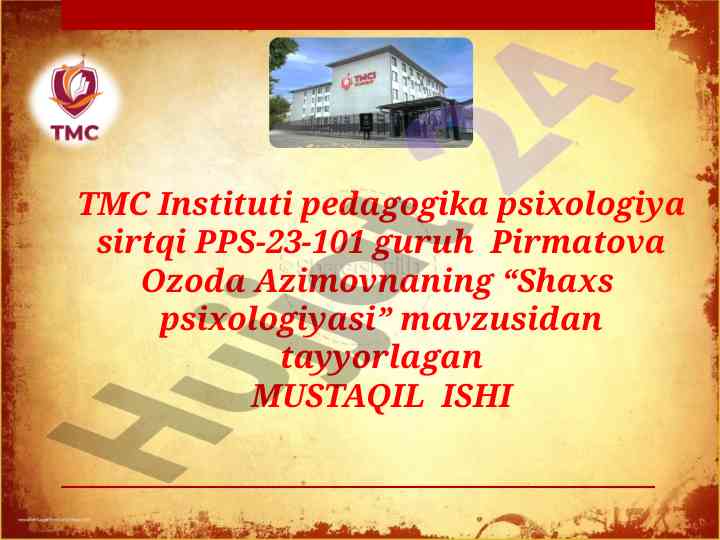 Shaxs psixologiyasi: individual-tipologik xususiyatlar