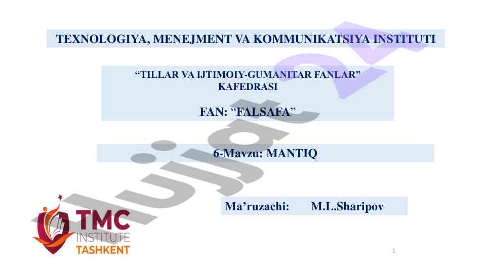 Mantiq tushunchasi va yondoshuvlar bo'yicha ta'lim