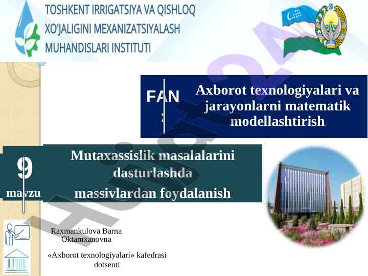 Dasturlashda massivlardan foydalanish asoslari