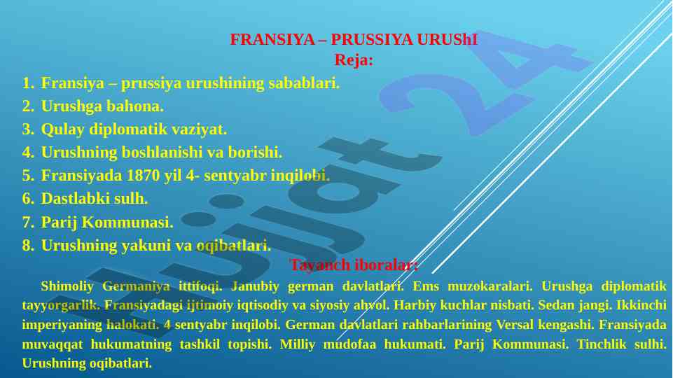 Fransiya prussiya urushi sabablari va oqibatlari