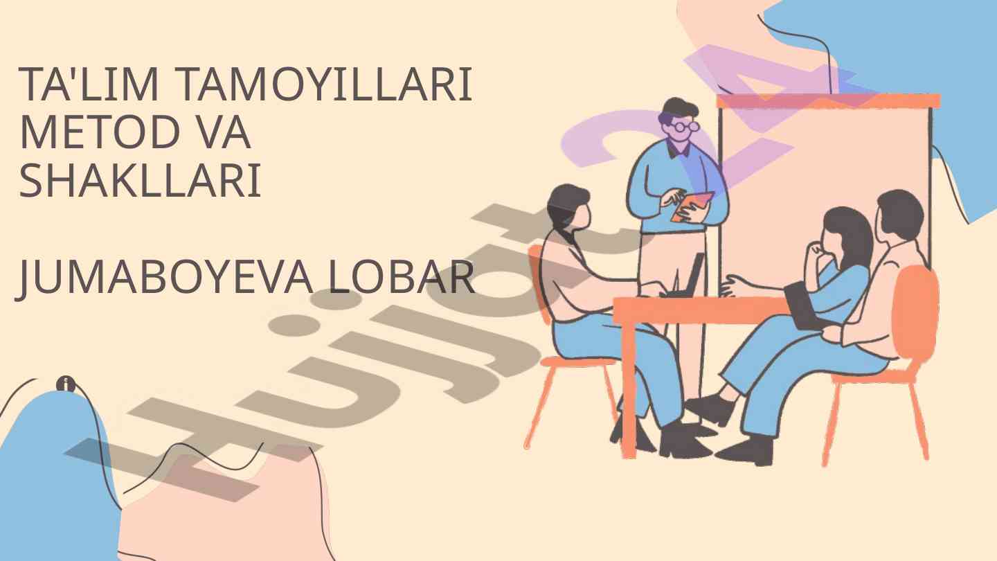 Ta'lim tamoyillari metod va shakllari