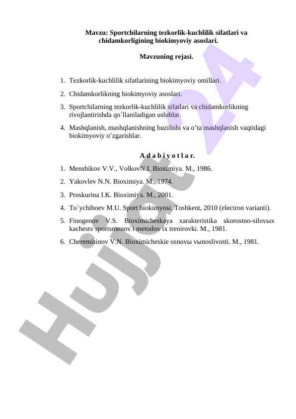Sportchilarning tezkorlik-kuchlilik qismlari va chidamkorlik