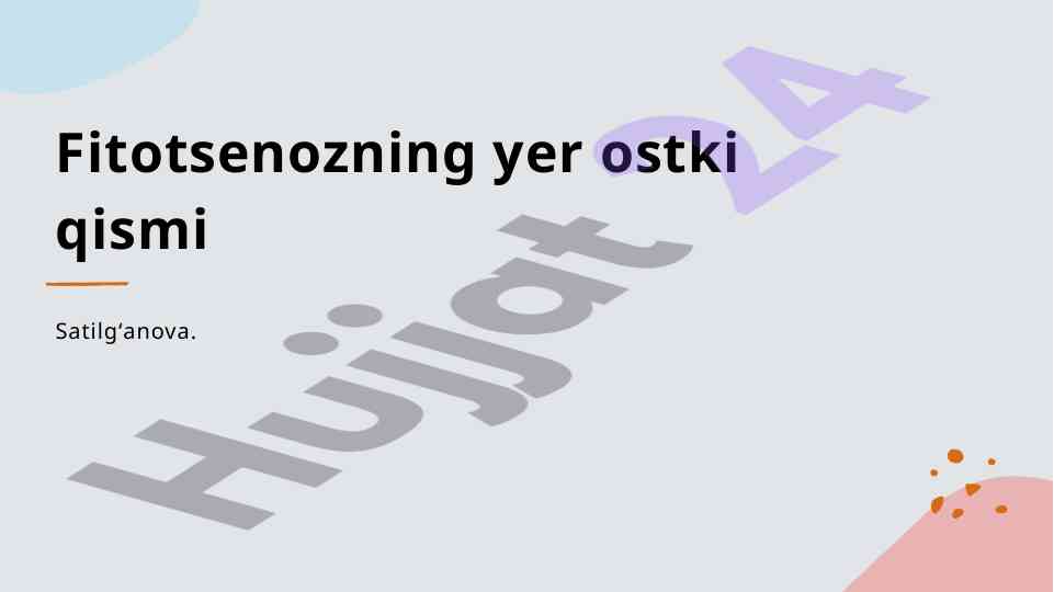 O'simliklar yer osti qismi va ildiz tizimlari