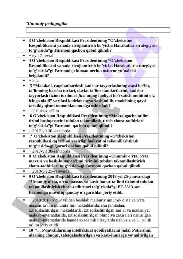 Umumiy pedagogika asoslari va zamonaviy usullari