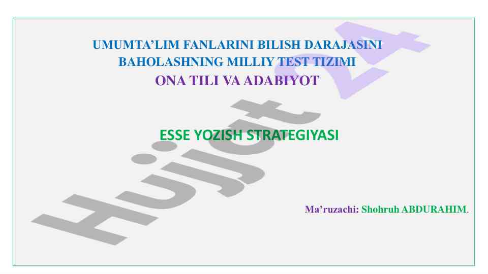 Esse yozish strategiyasi va baholash usullari