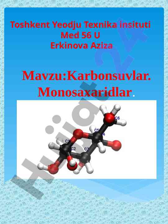 Karbonsuvlar va monosaxaridlar haqida ma'lumot