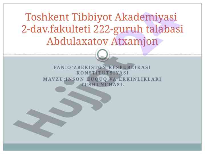 Inson huquq va erkinliklari tushunchasi bo‘yicha tahlil