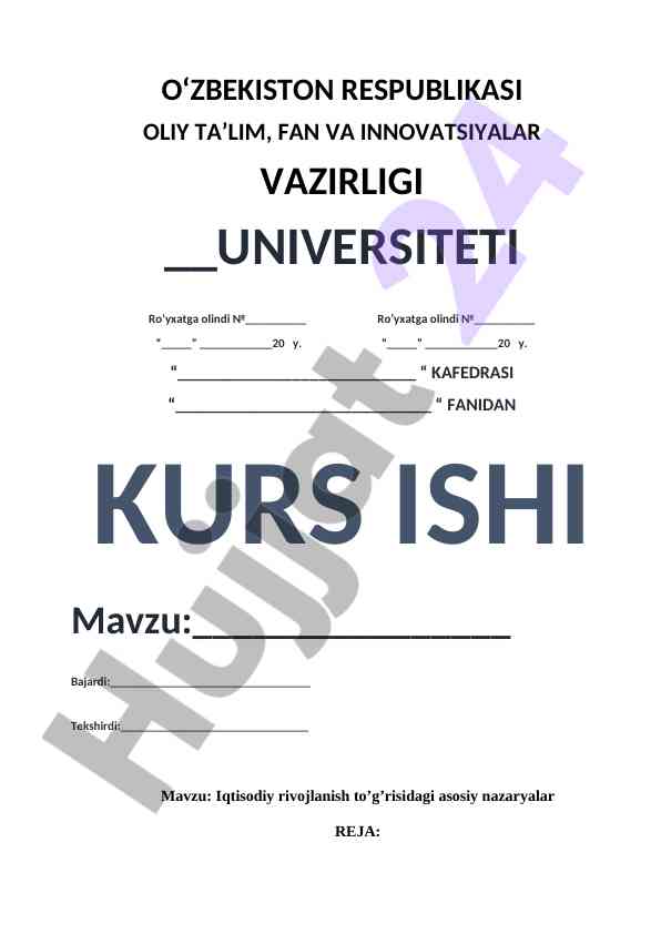 Iqtisodiy Rivojlanish To'g'risidagi Nazaryalar