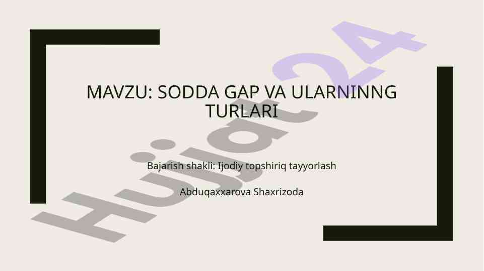 Sodda gap va ularninng turlari viktorina