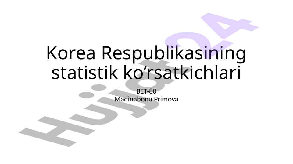 Korea respublikasining aholi statistik ko‘rsatkichlari