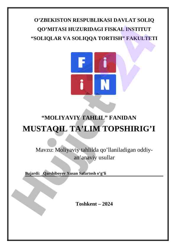 Moliyaviy tahlil: oddiy-an’anaviy usullar