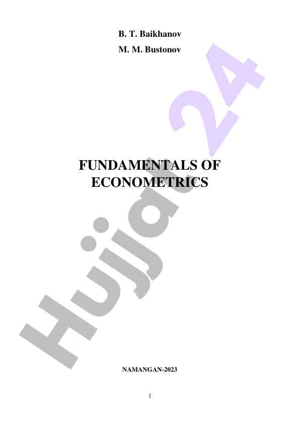 Fundamentals of econometrics textbook for students