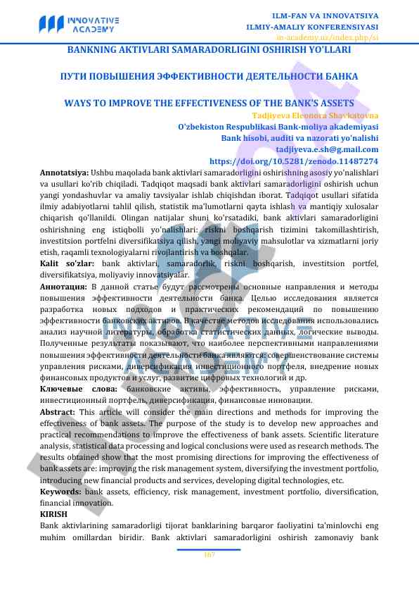 Improving bank asset effectiveness methods and approaches
