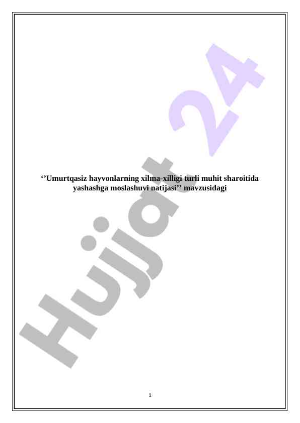 Umurtqasiz hayvonlarning xilma-xilligi va muhit sharoitlari