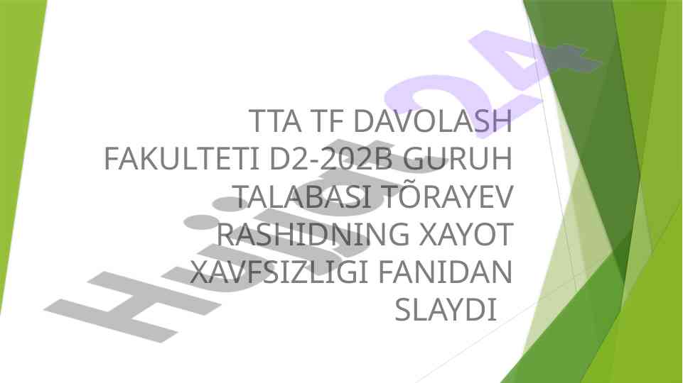 Shaxsiy himoyalanish vositalari va xavfsizlik soha