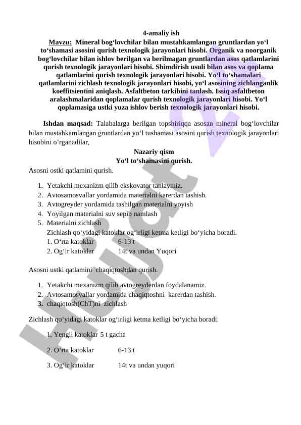 Mineral bog'lovchilar bilan mustahkamlangan gruntlar