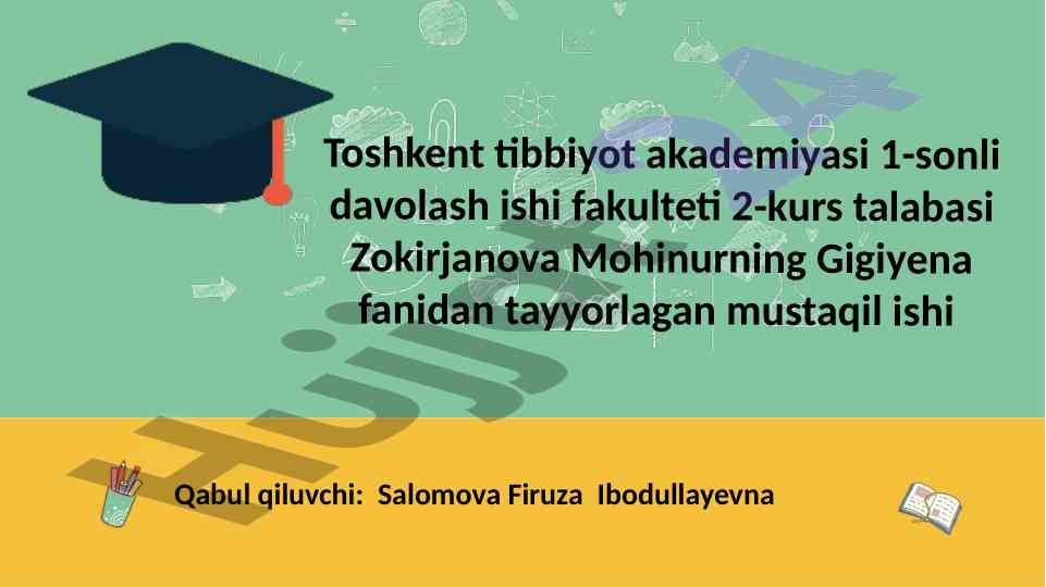 Gigiyena fanidan 7-parxez stoli mustaqil ish