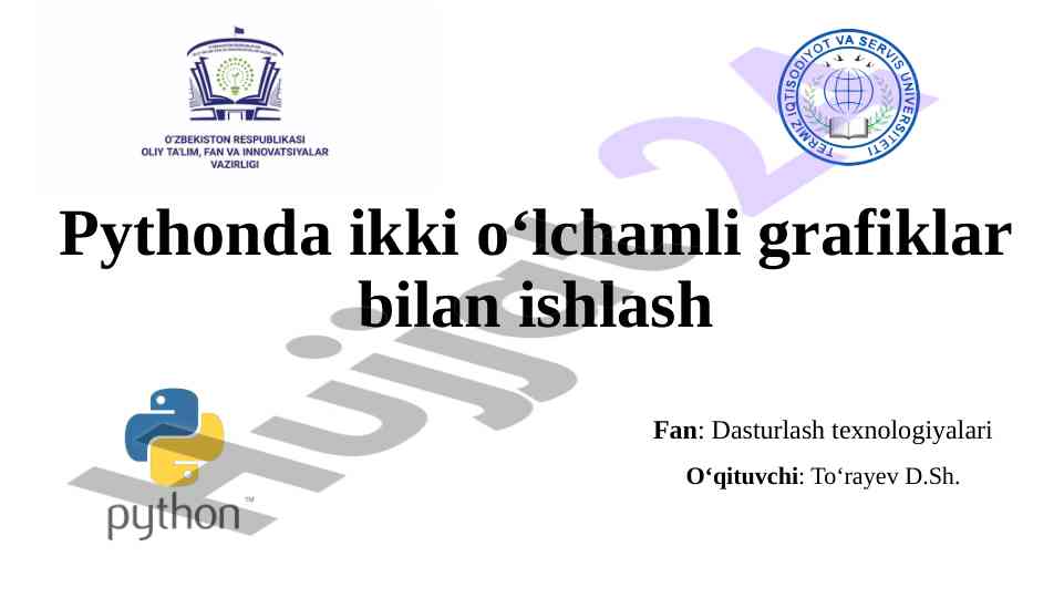 Ikkilamchi grafiklar bilan ishlashda matplotlib