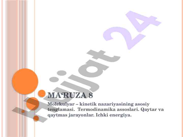 Termodinamik tizimlar va molekulyar kinetik nazariya