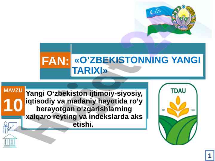 O‘zbekistonning xalqaro reytinglarda o‘rni