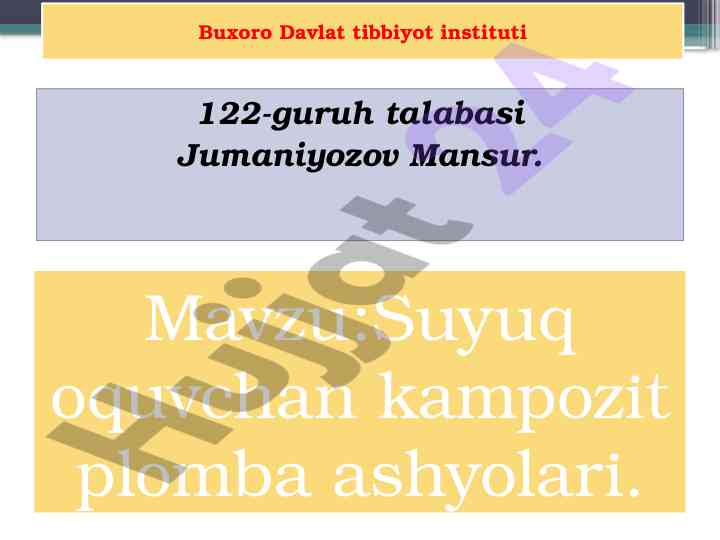 Suyuq oquvchan kampozit plomba ashyolari tahlili
