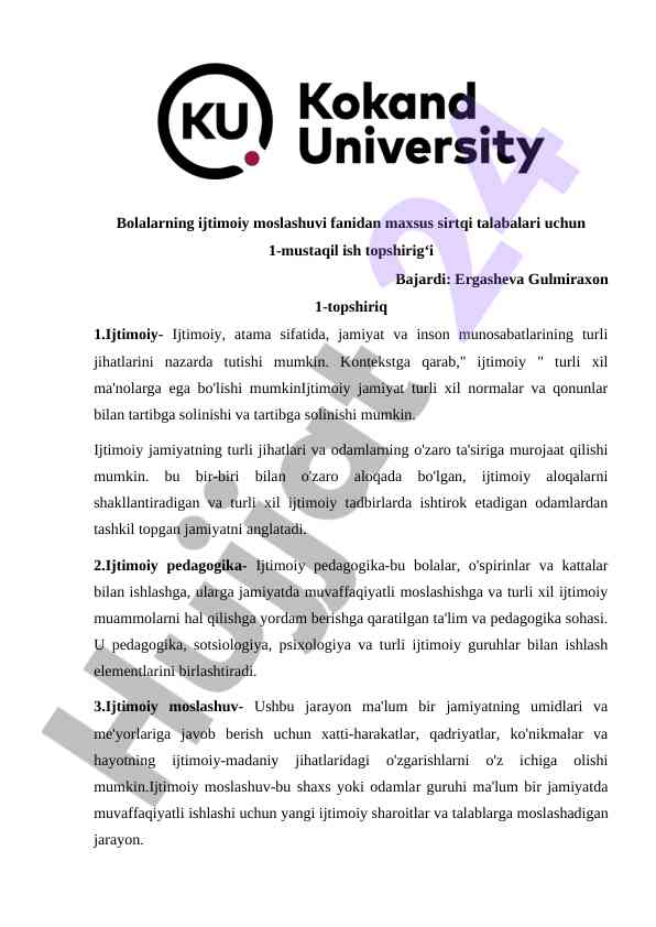 Ijtimoiy moslashuv va pedagogika asoslari