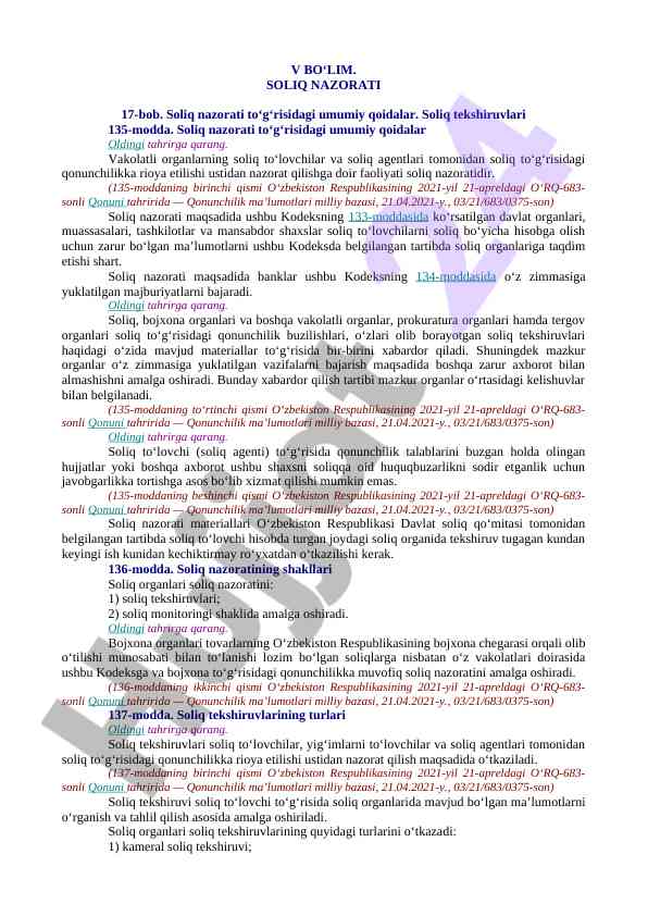 Soliq nazorati qoidalari va vazifalari