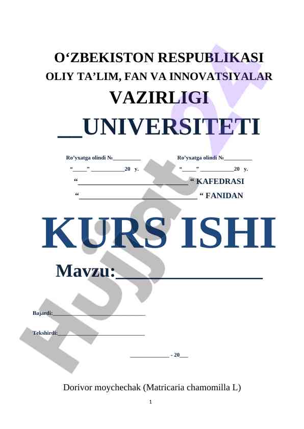 Dorivor Moychechak O'simligini Yetishtirish Texnologiyasi